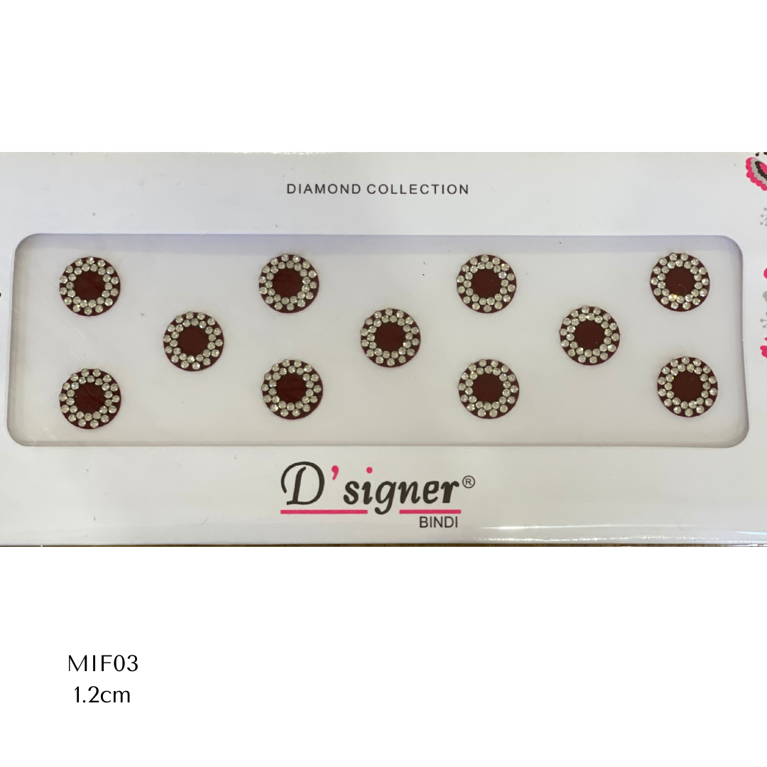 Medium Maroon Bindi with Silver Stones