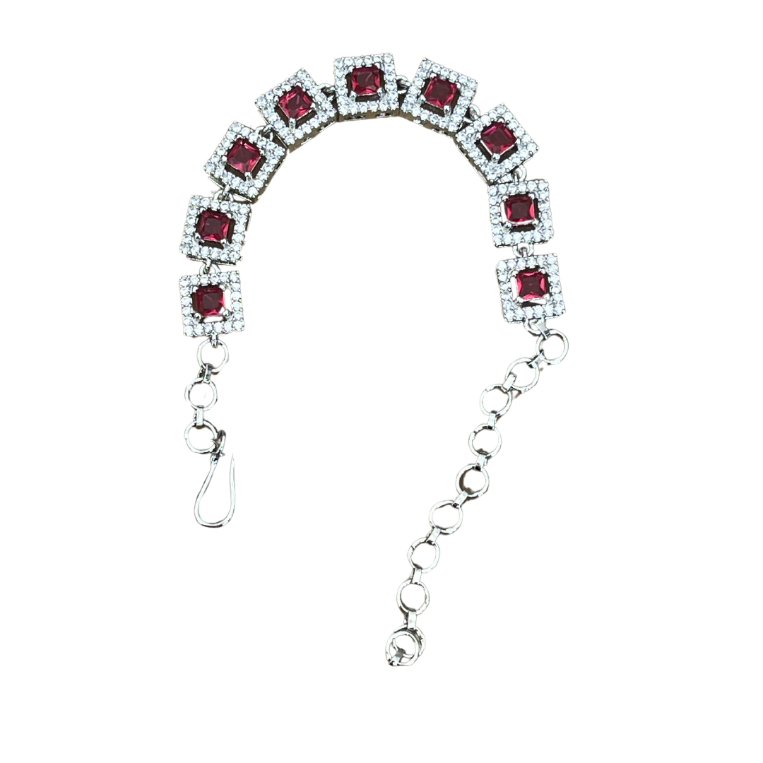 American Diamond Stone Bracelet (Ruby Red)