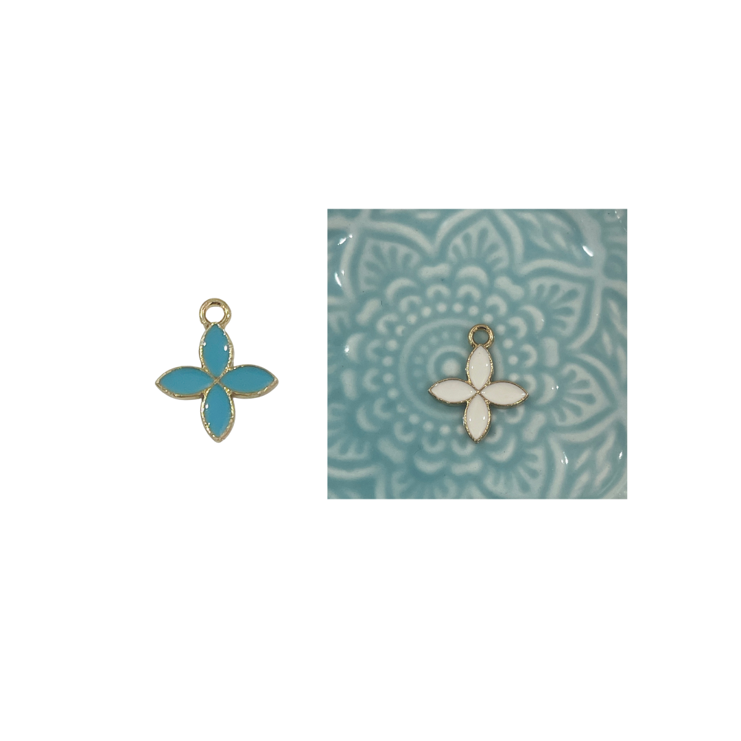 Oil Drop Clover Flower Charm