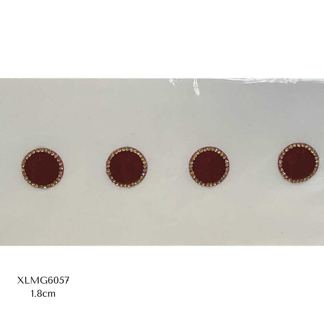 Extra Large Maroon Bindi - Gold Stone