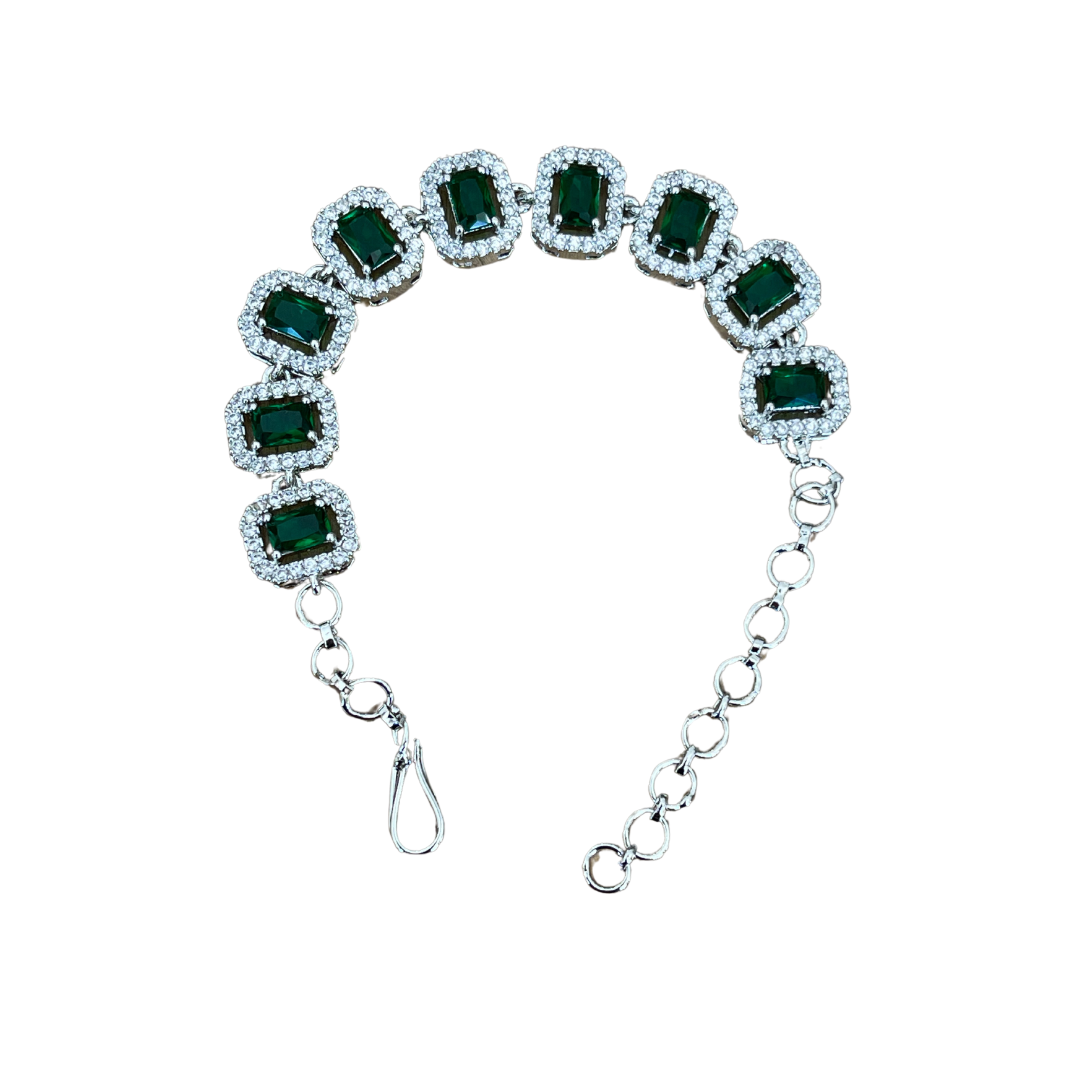 American Diamond Stone Bracelet (Emerald Green)
