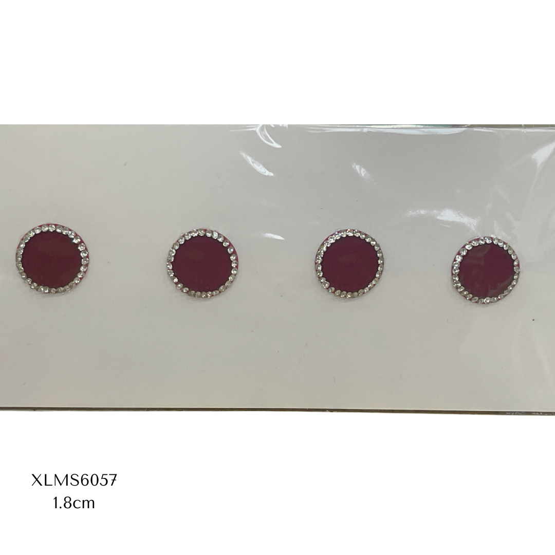 Extra Large Maroon Bindi - Silver Stone