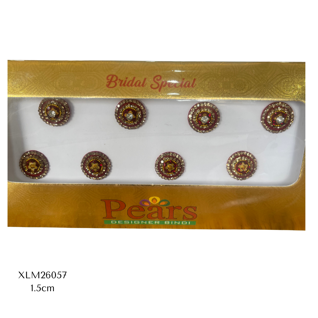 Large Maroon Bindi - Gold Stone