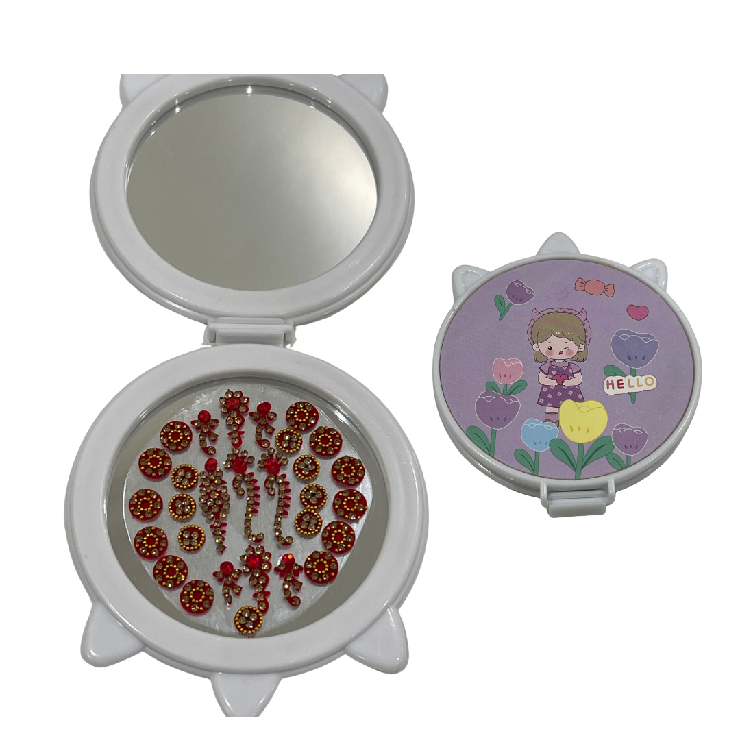 Bindi Pocket Mirror with Fancy Red Bindi