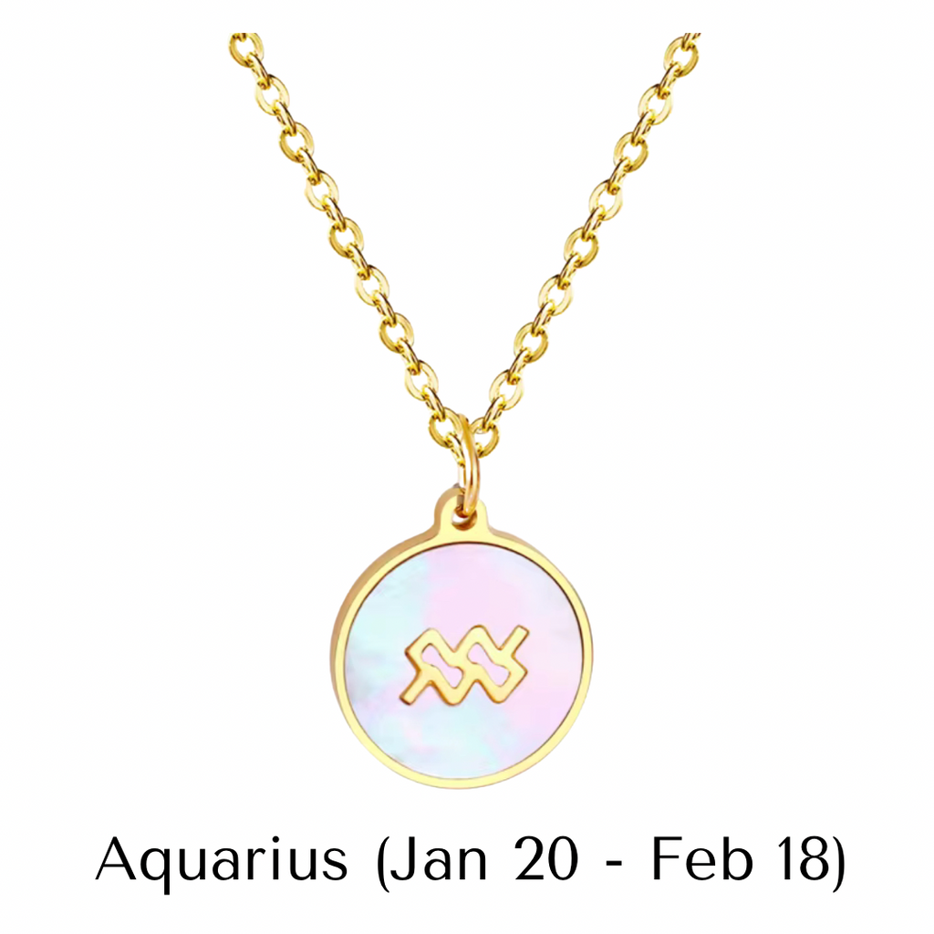 Mother of Pearl Zodiac Pendant with Chain