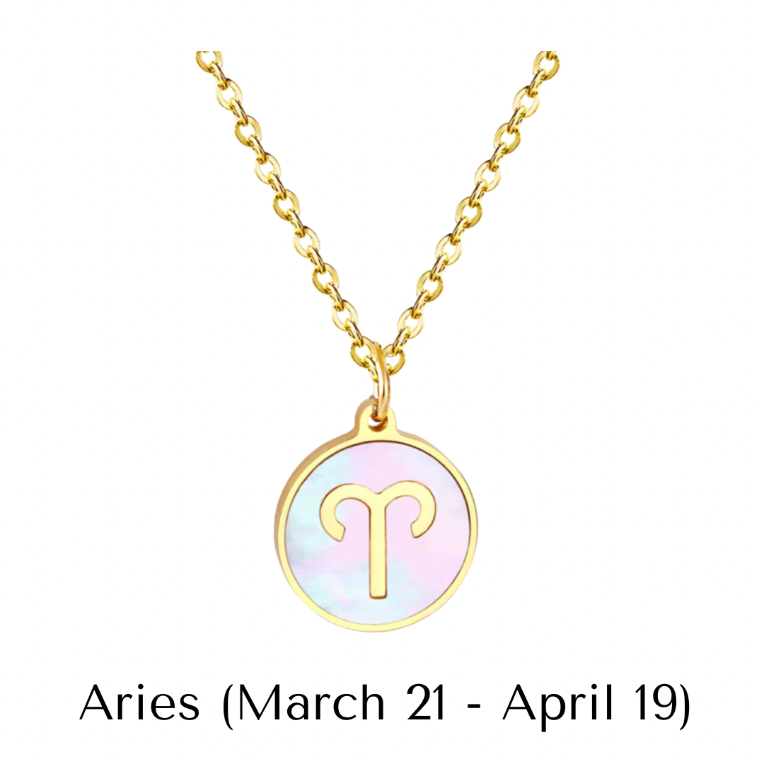 Mother of Pearl Zodiac Pendant with Chain