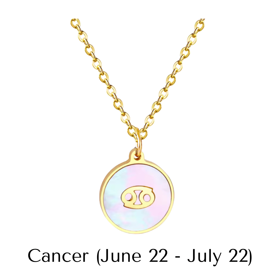 Mother of Pearl Zodiac Pendant with Chain