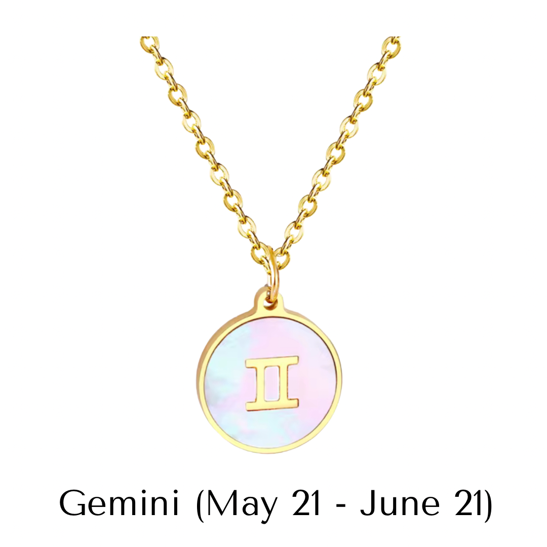 Mother of Pearl Zodiac Pendant with Chain