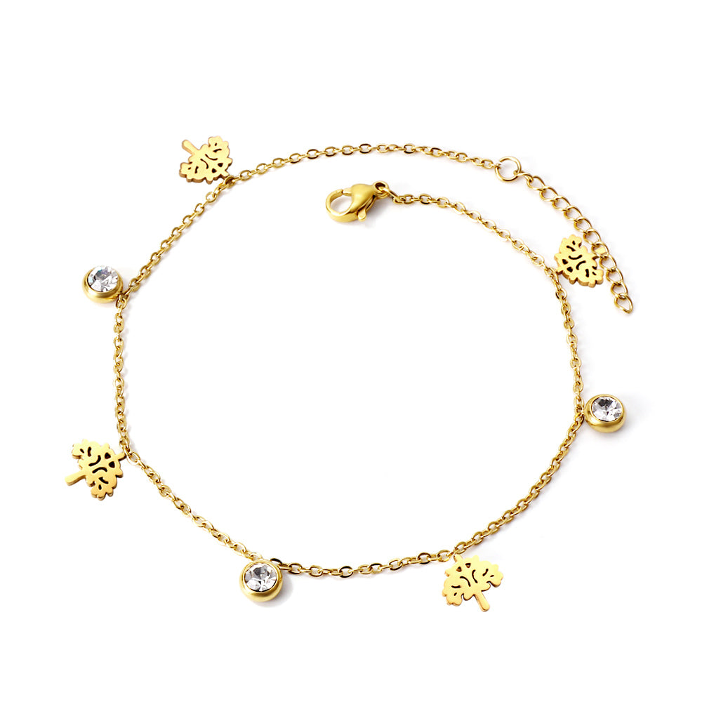 Anklet with Tree & Diamante Charms