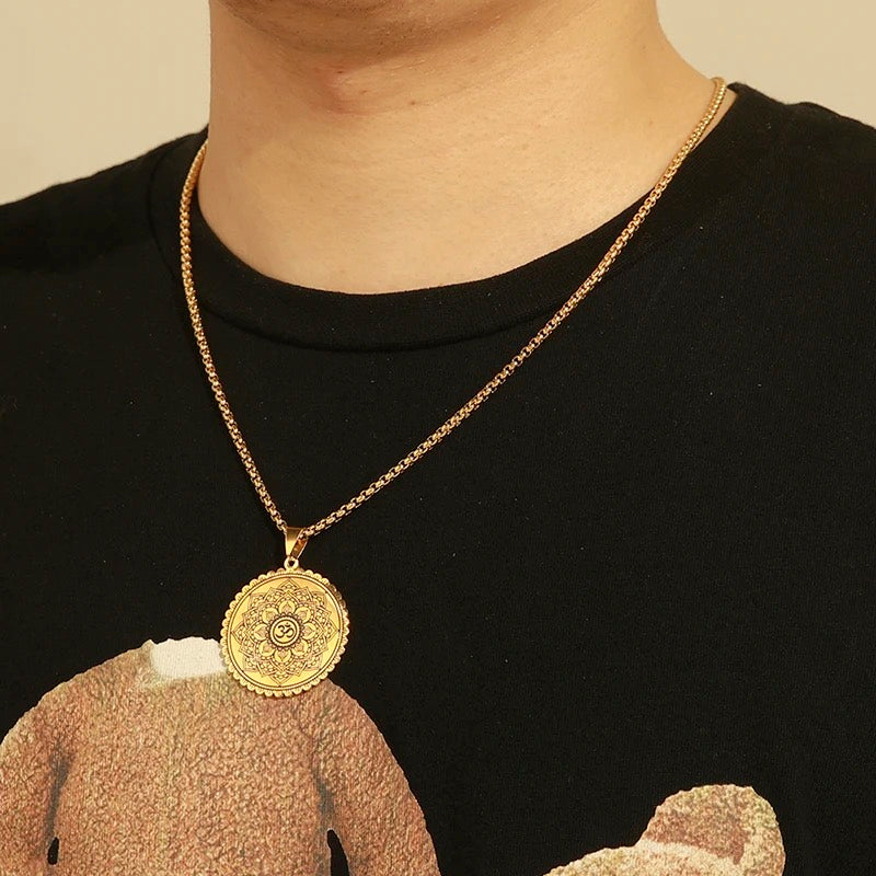 Sanskrit Om Aum Necklace with Box Chain
