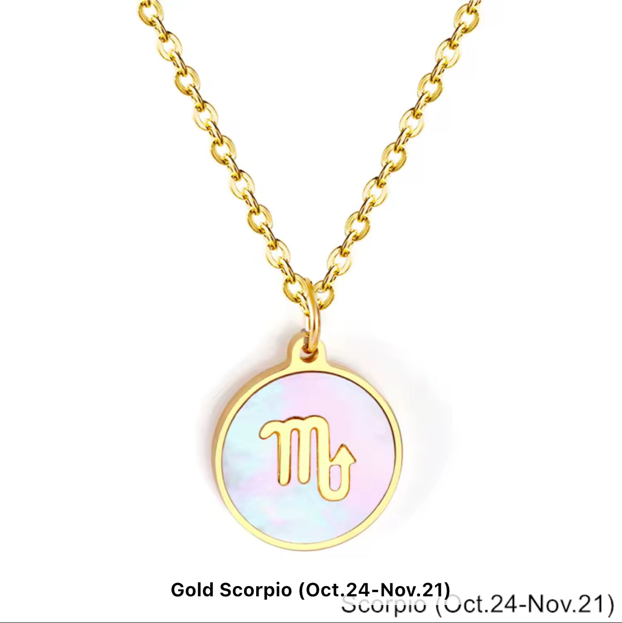 Mother of Pearl Zodiac Pendant with Chain