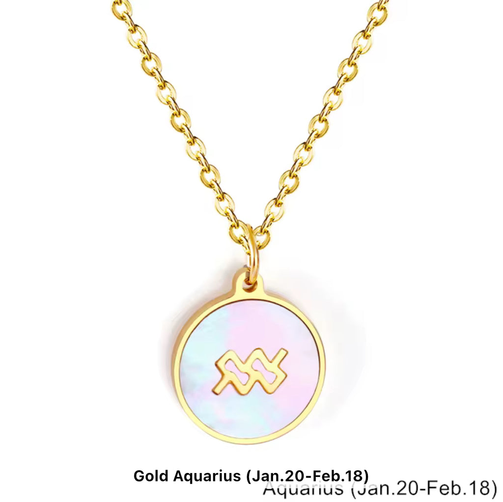 Mother of Pearl Zodiac Pendant with Chain