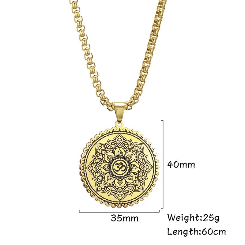 Sanskrit Om Aum Necklace with Box Chain