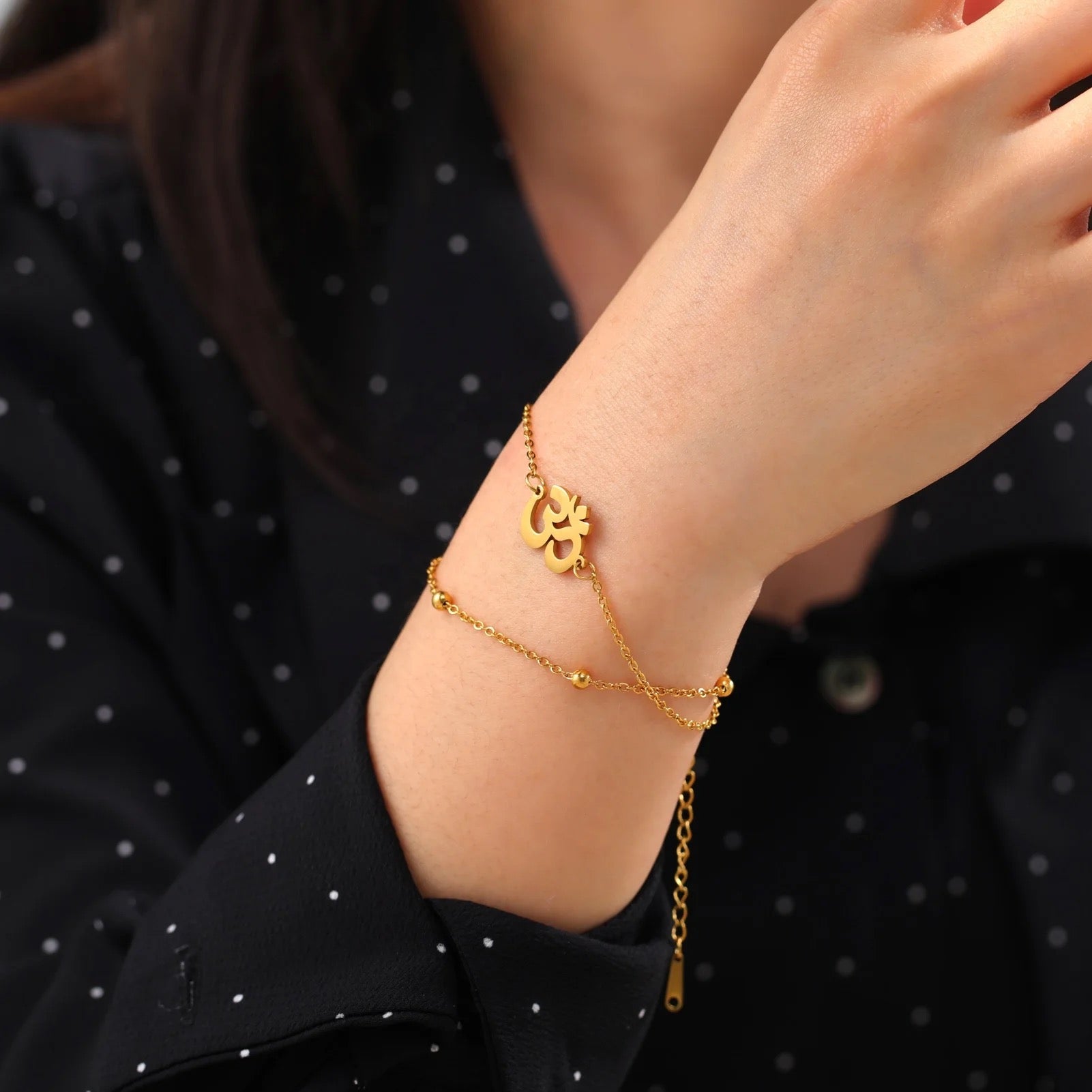 Sanskrit Om Aum Double Layer Bracelet
