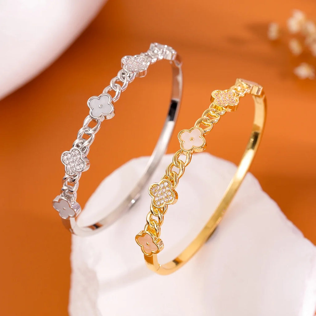 Gold Plated Bracelet with Clovers