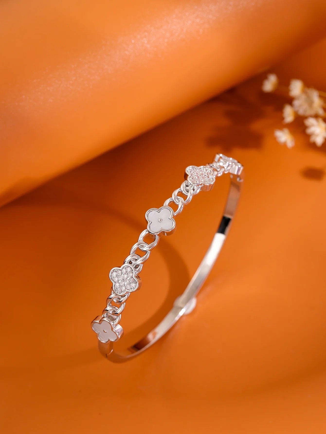 Gold Plated Bracelet with Clovers