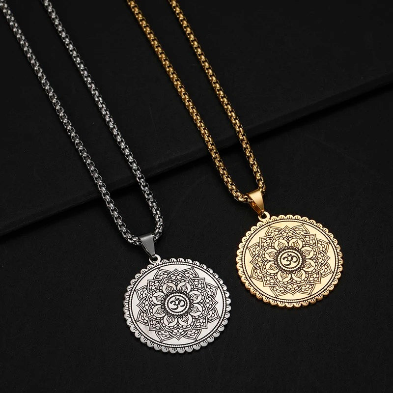 Sanskrit Om Aum Necklace with Box Chain