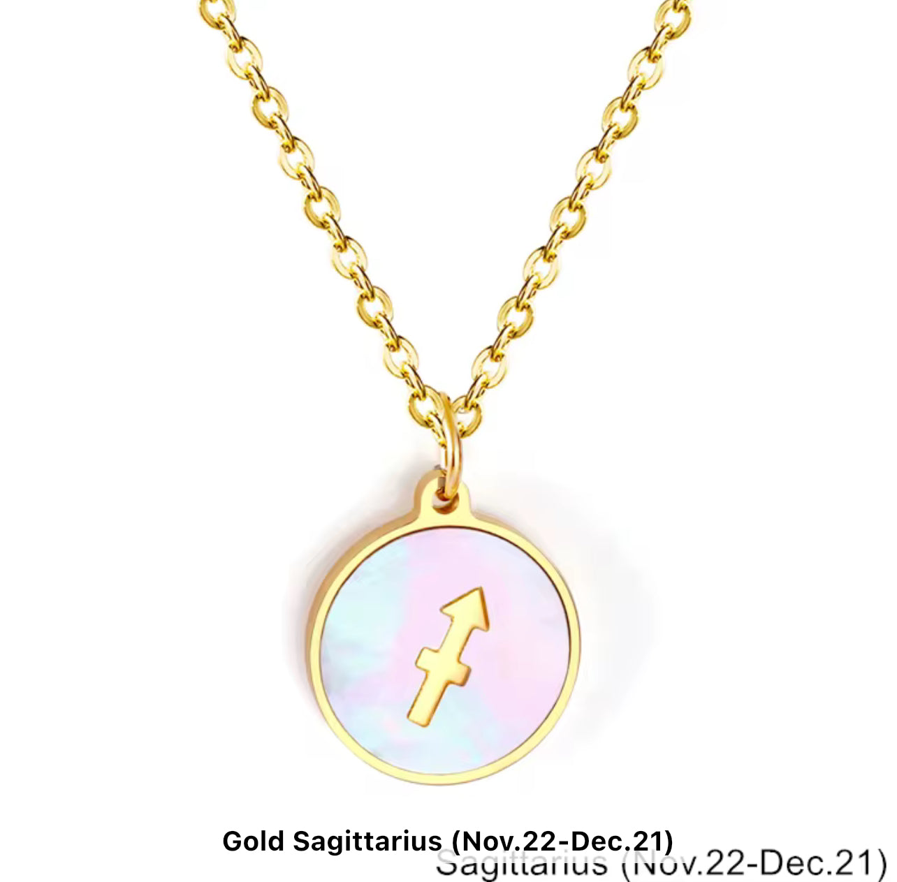 Mother of Pearl Zodiac Pendant with Chain