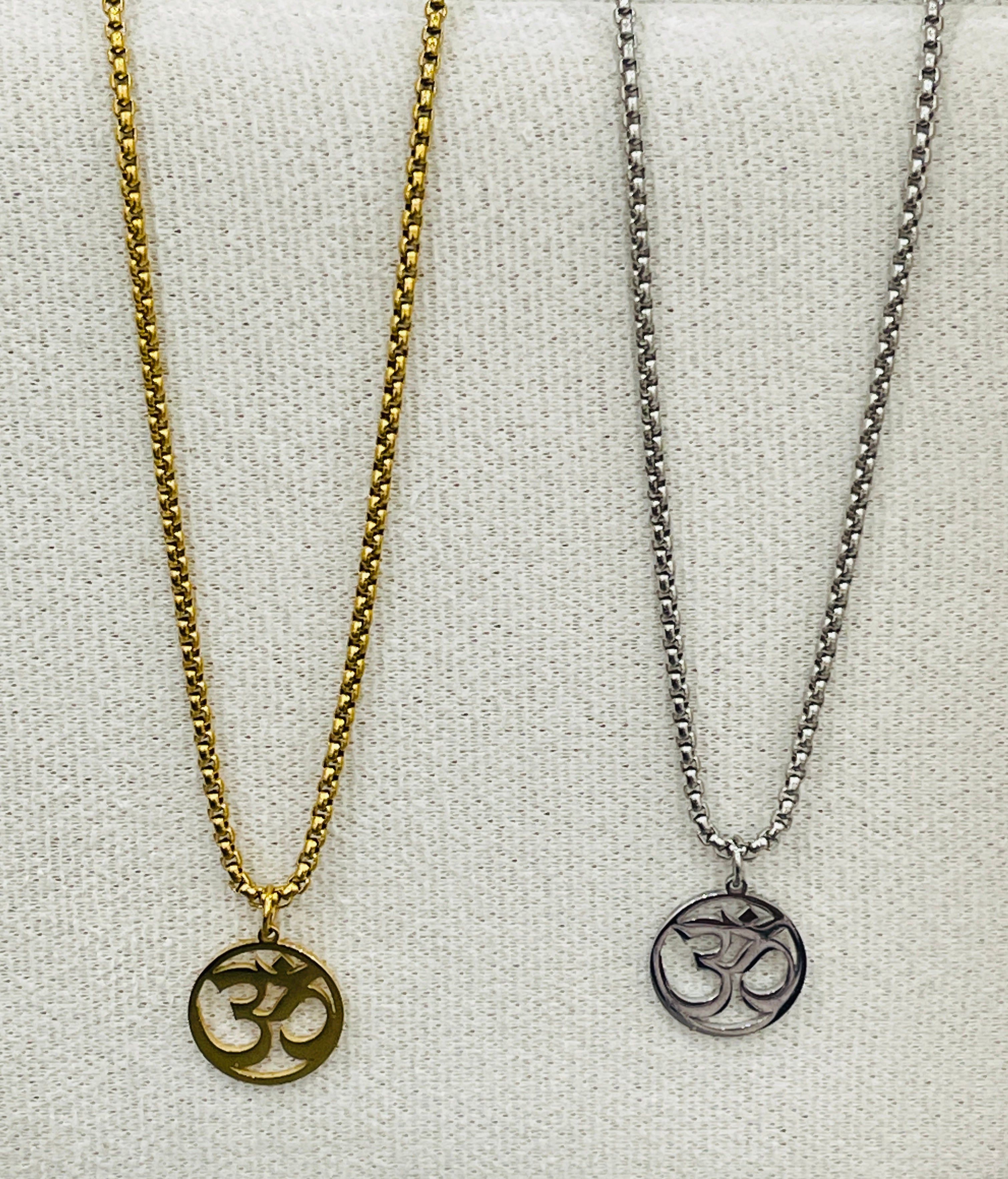 Sanskrit Om Aum Necklace with Box Chain (Small Pendant)