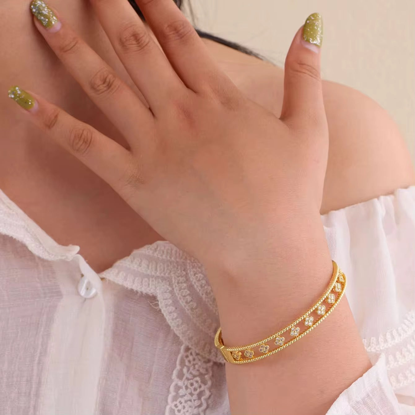 Gold Plated Clover Bracelet