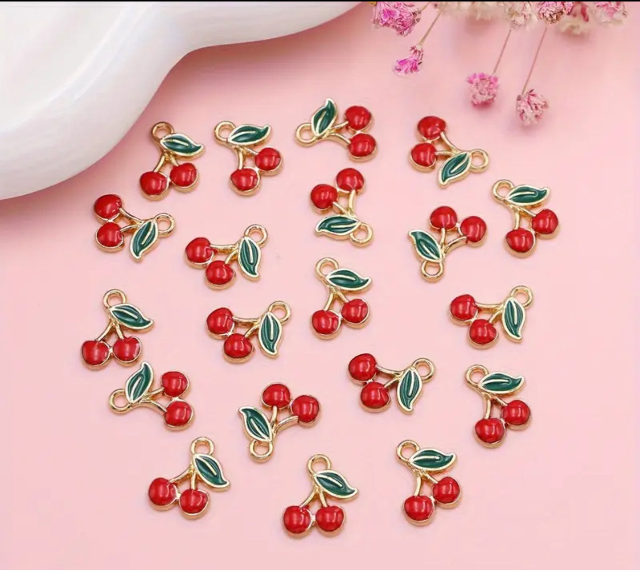 Oil Drop Red Cherry Charm