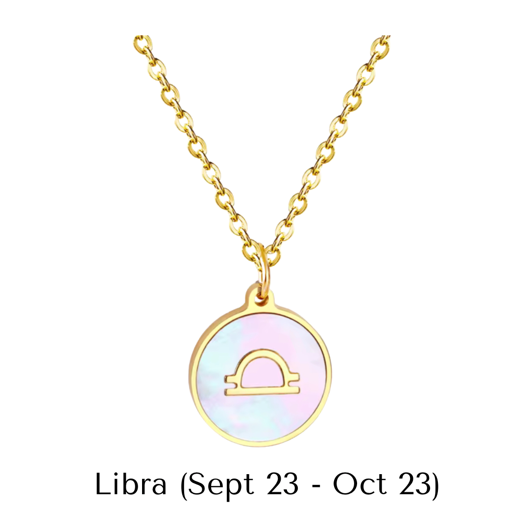 Mother of Pearl Zodiac Pendant with Chain