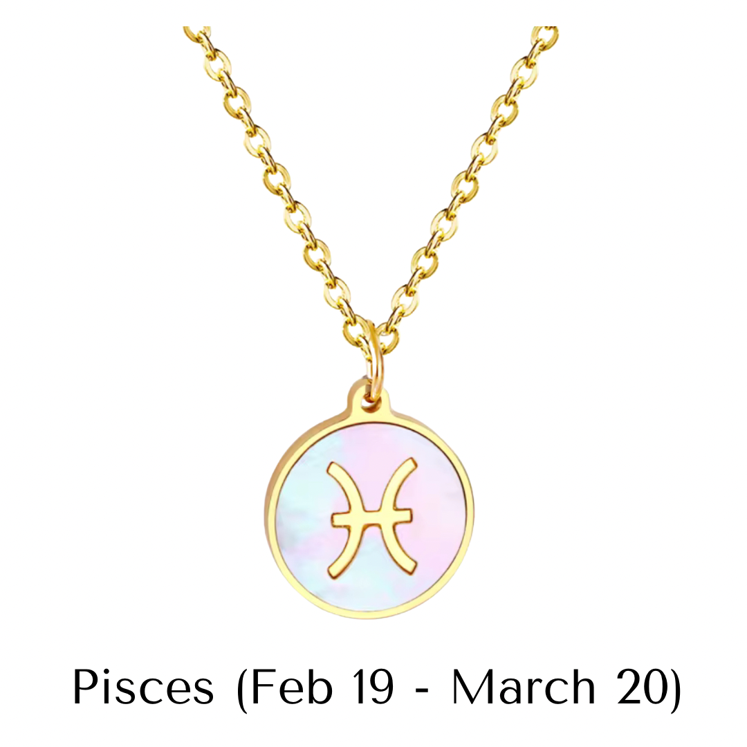 Mother of Pearl Zodiac Pendant with Chain