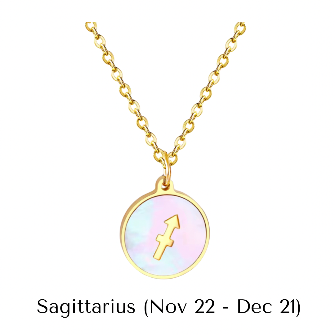 Mother of Pearl Zodiac Pendant with Chain