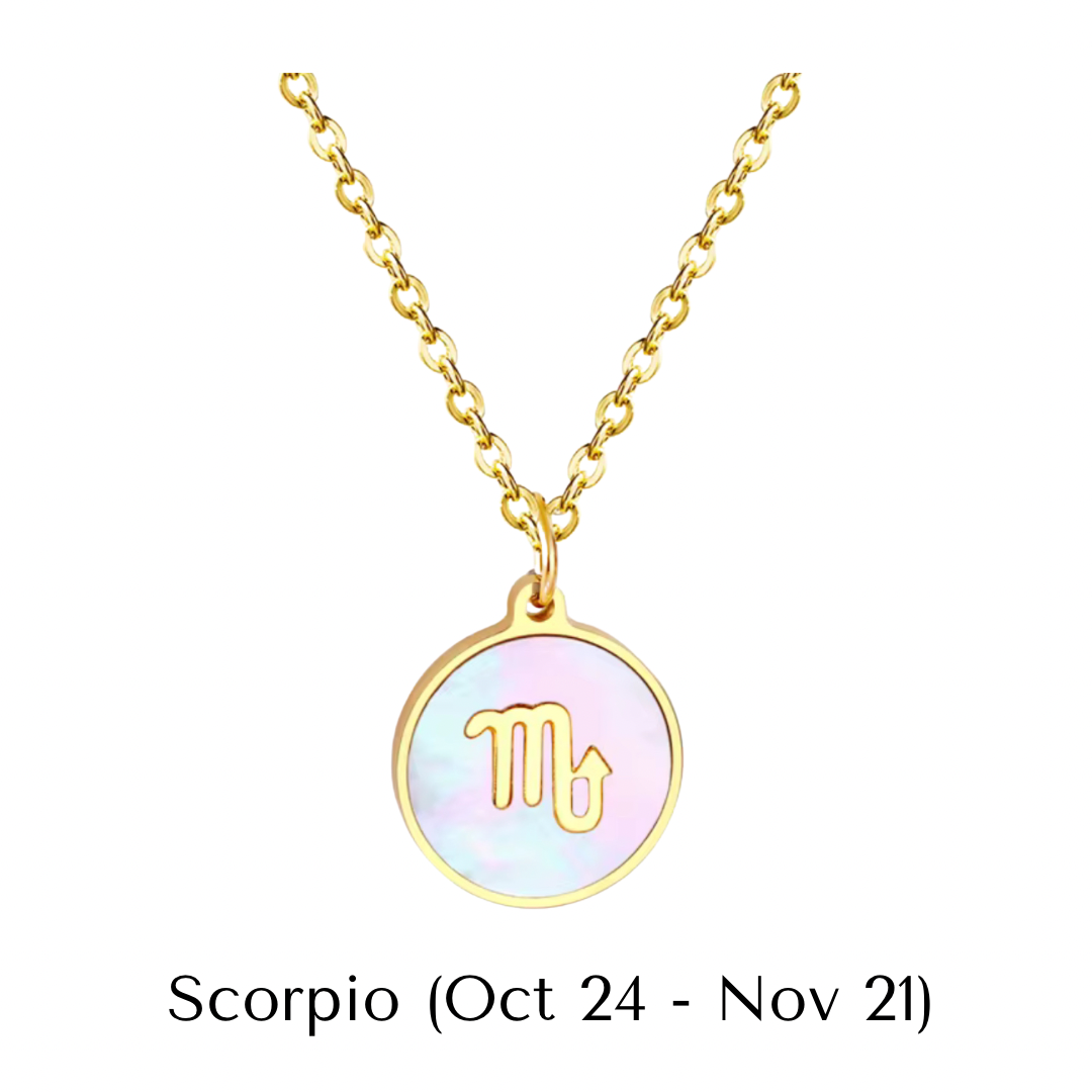 Mother of Pearl Zodiac Pendant with Chain