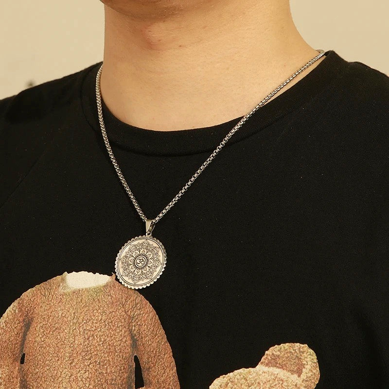 Sanskrit Om Aum Necklace with Box Chain