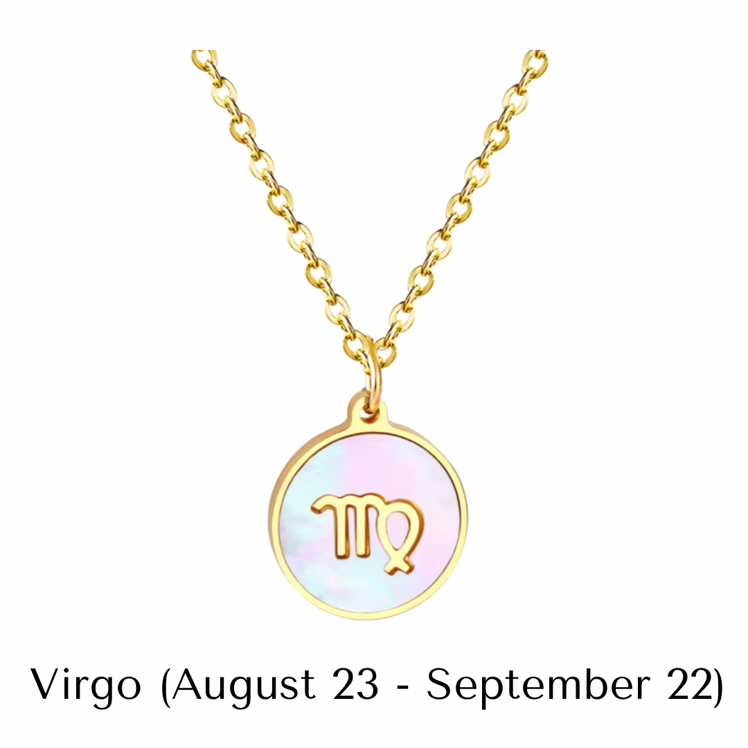 Mother of Pearl Zodiac Pendant with Chain