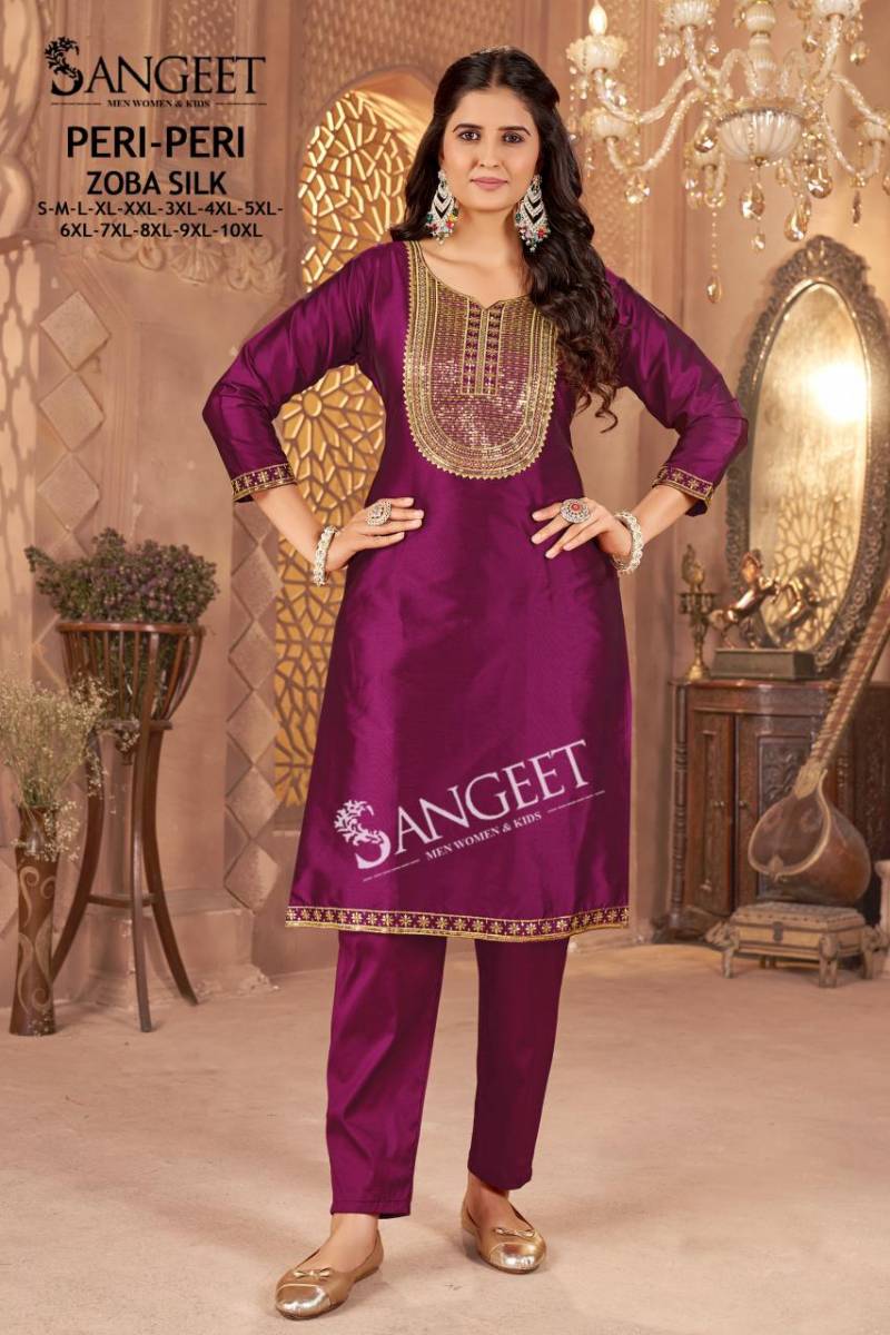 Zoba Silk Embroidery Work Kurti and Pants