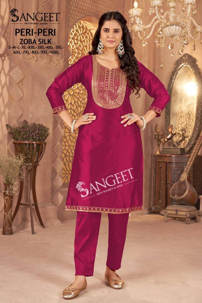 Zoba Silk Embroidery Work Kurti and Pants